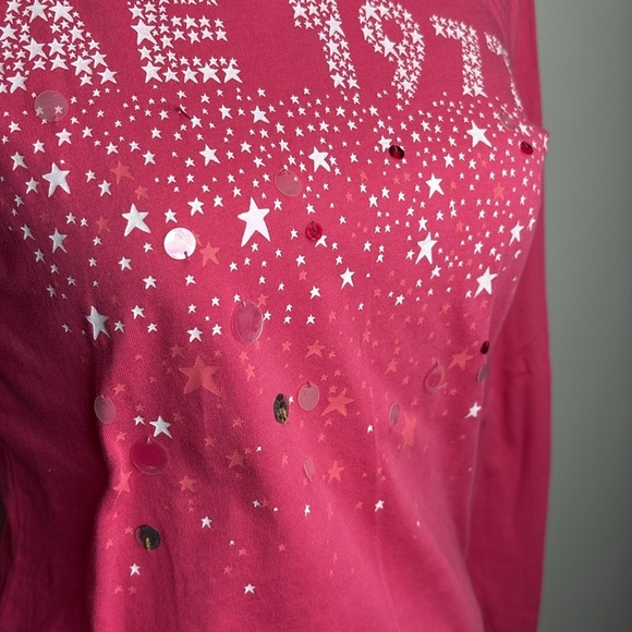 American Eagle Pink L/S Top With Scattered Sequins. Medium - Picture 4 of 8